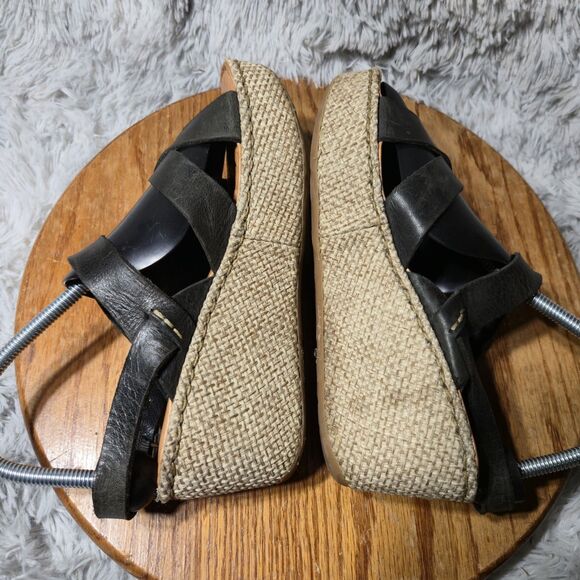 Born Alaina Womens 8M/39 Platform Wedge Black Leather Ankle Strap Buckle Sandal - Picture 5 of 11